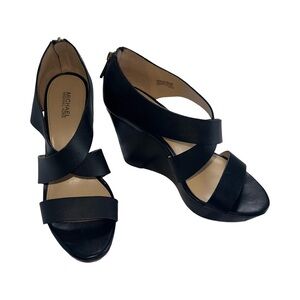MICHAEL KORS Womens Black Strappy Wedges | Size 7 | USED